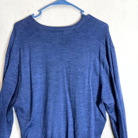 Calvin Klein Men's Blue Wave Extra Fine Merino Wool V Neck Sweater Size Large - Picture 6 of 10